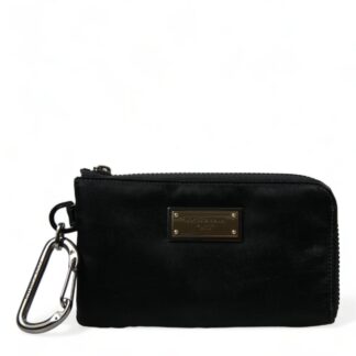 Dolce & Gabbana Elite Black Nylon & Leather Pouch with Logo Detail